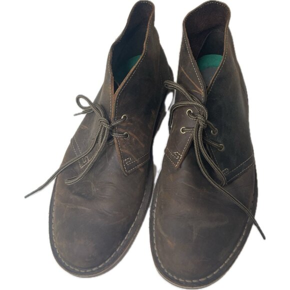 Clarks Men’s Bushacre Chukka Boots Brown Leather Lace Up Sz 9 - Picture 4 of 9
